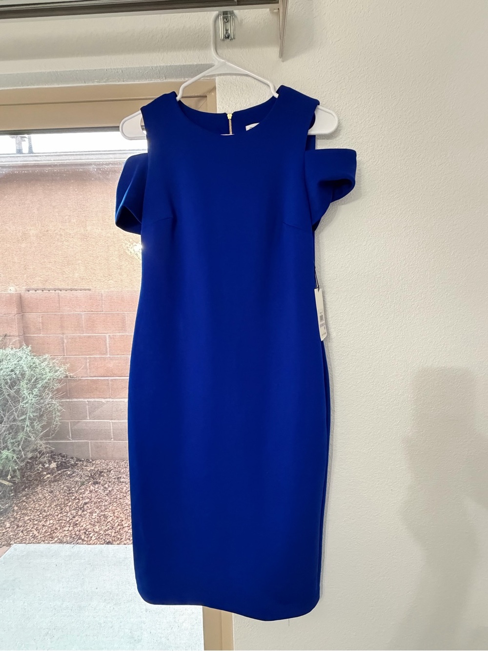 Calvin Klein Royal Blue Cold-Shoulder Midi Dress